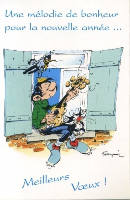 Gaston Lagaffe, Carte postale, Meilleurs Voeux ! Une mélodie de bonheur pour la nouvelle année...