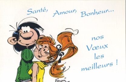Gaston Lagaffe, Carte postale, Santé, Amour, Bonheur... Nos voeux les meilleurs !