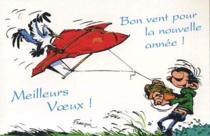 Gaston Lagaffe, Carte postale, Meilleurs Voeux ! Bon vent pour la nouvelle année !