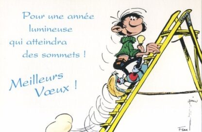 Gaston Lagaffe, Carte postale, Meilleurs Voeux ! Pour une année lumineuse qui atteindra des sommets !