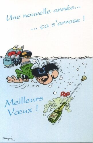 Gaston Lagaffe, Carte postale, Meilleurs Voeux ! Une nouvelle année... ça s'arrose !