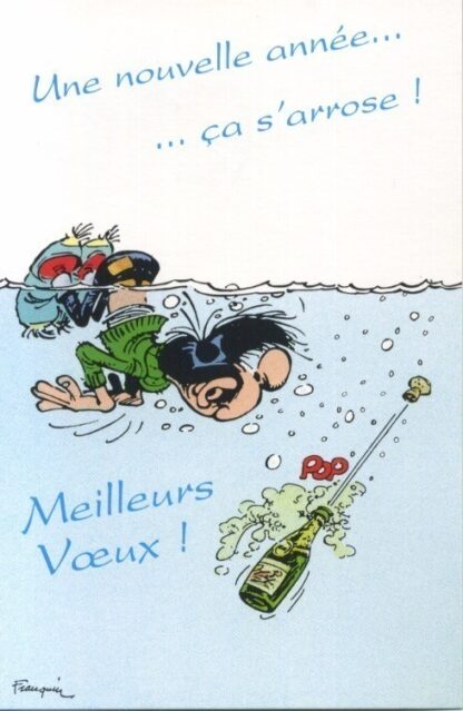 Gaston Lagaffe, Carte postale, Meilleurs Voeux ! Une nouvelle année... ça s'arrose !