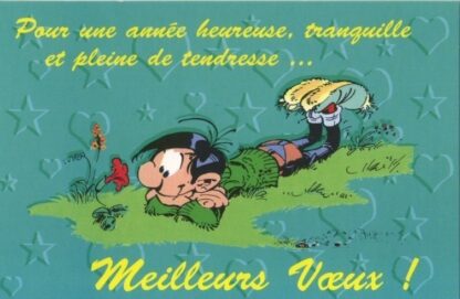 Gaston Lagaffe, Carte postale, Meilleurs Voeux ! Pour une année heureuse, tranquille et pleine de tendresse...
