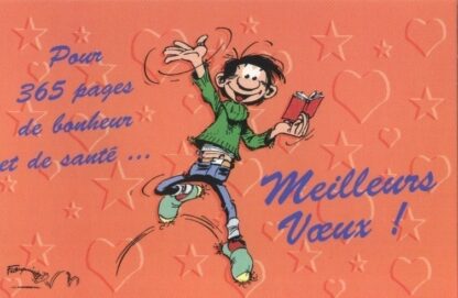 Gaston Lagaffe, Carte postale, Meilleurs Voeux ! Pour 365 pages de bonheur et de santé...