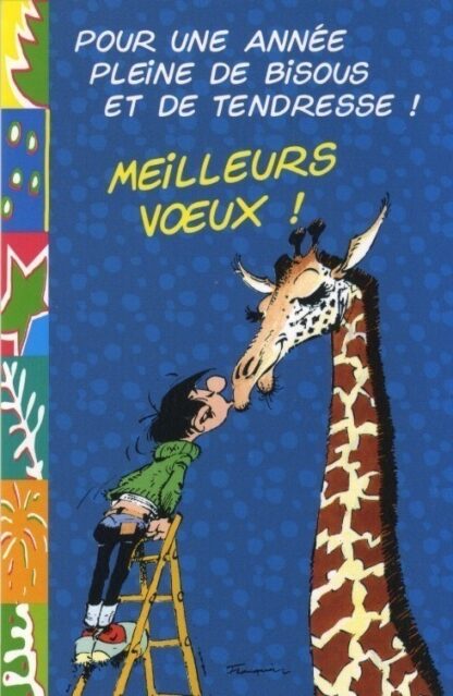 Gaston Lagaffe, Carte postale, Meilleurs Voeux ! Pour une année pleine de bisous et de tendresse !