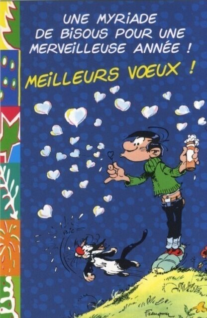Gaston Lagaffe, Carte postale, Meilleurs Voeux ! Une myriade de bisous pour une merveilleuse année !