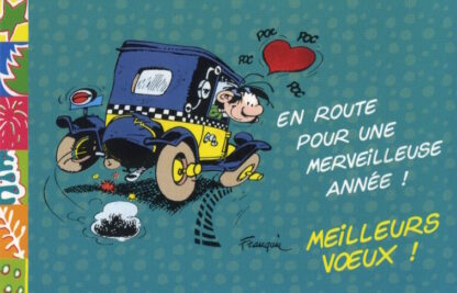 Gaston Lagaffe, Carte postale, Meilleurs Voeux ! En route pour une merveilleuse année !