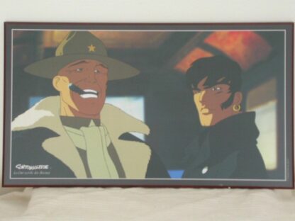 Corto Maltese Affiche offset laminé sur un Cadre en bois Corto et Tippit