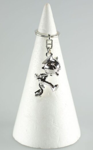Felix le Chat Porte-clef en métal en 3d plaqué Argent Félix en colère