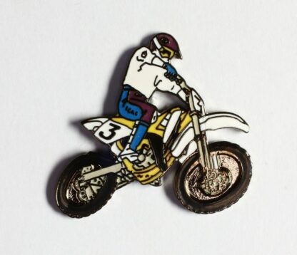 Pin's Moto de cross blanche : Démons et Merveilles