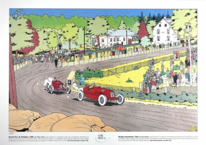 Dreze, Affiche offset signée, Grand Prix de Belgique 1933