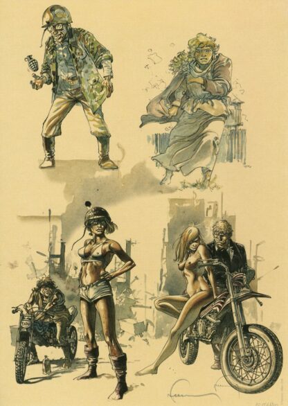 Hermann, Jeremiah, affiche offset signée, 4 dessins