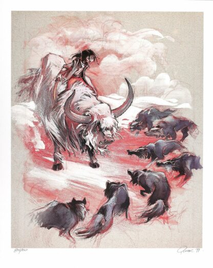 Gratien, Gwak, Le Soleil des Loups, Affiche offset signée, Buffle