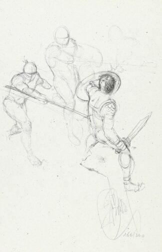Delaby, Dufaux, Murena, Ex-libris signé, Combat (croquis)