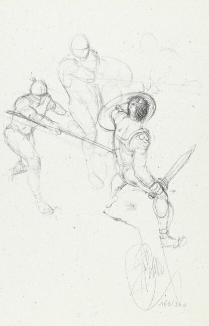 Delaby, Dufaux, Murena, Ex-libris signé, Combat (croquis)