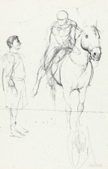 Delaby, Dufaux, Murena, Ex-libris signé, Homme et cavalier (croquis)