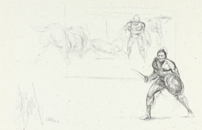 Delaby, Dufaux, Murena, Ex-libris signé, Gladiateurs (croquis)