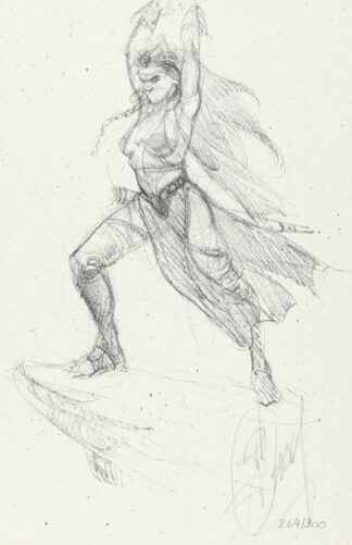 Delaby, Dufaux, Murena, Ex-libris signé, Guerrière (croquis)