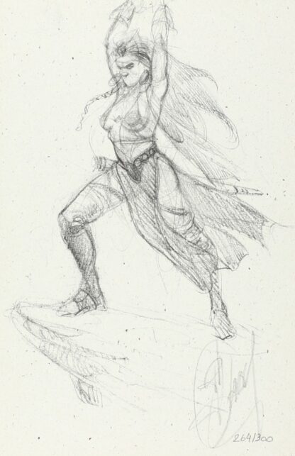 Delaby, Dufaux, Murena, Ex-libris signé, Guerrière (croquis)