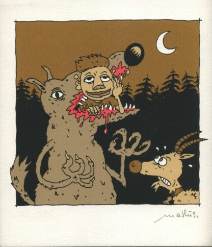 Mathis, Henri, chienne de vie, Ex-libris sérigraphié signé, Le Loup