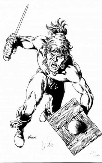 Vae Victis : Mitton : Ex-libris offset signé : Guerrier avec épée et bouclier