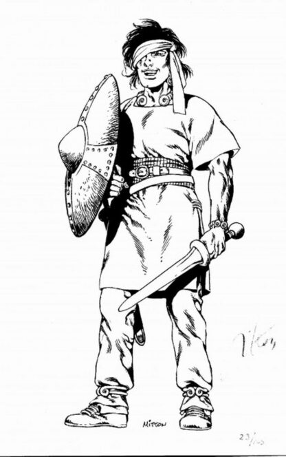Vae Victis : Mitton : Ex-libris offset signé : Combattant avec un bandeau sur L'oeil