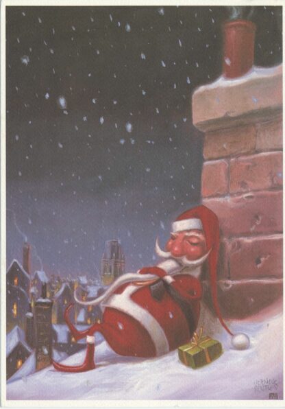 Routier, Ex-libris offset signé, Le Père Noël se repose