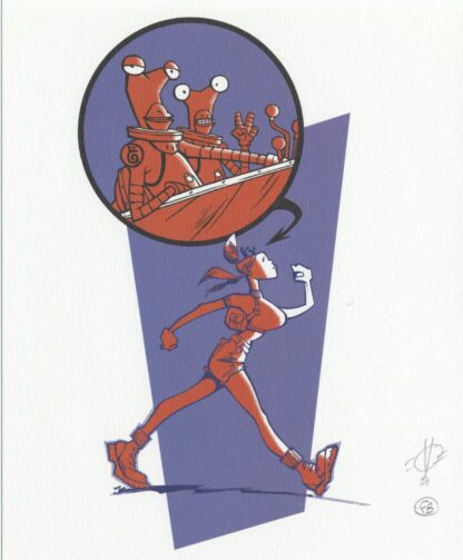 Vatine, Mauvais Aliens, Ex-libris offset signé, Femme robot