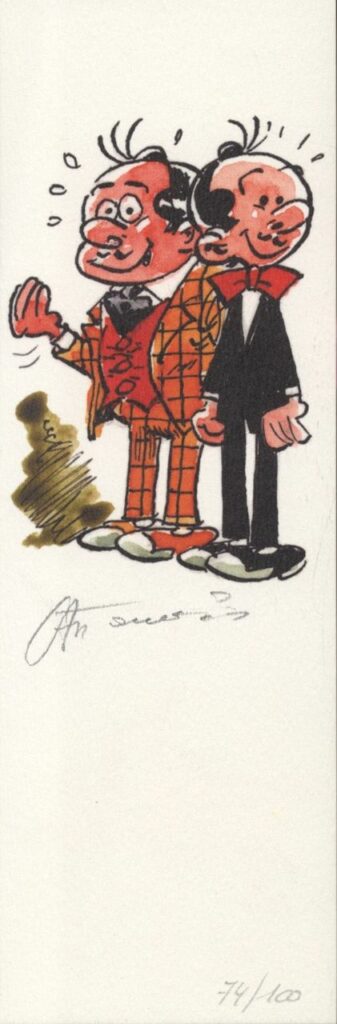 Attanasio, Spaghetti, Marque page numéroté, signé, Les 2 compères
