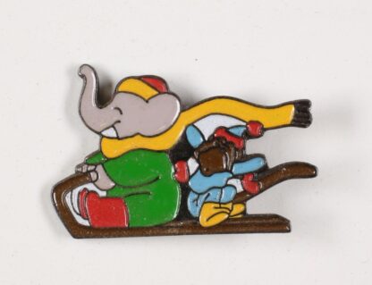 De Brunhoff, Babar, Pin's, Babar et Zéphyr en luge