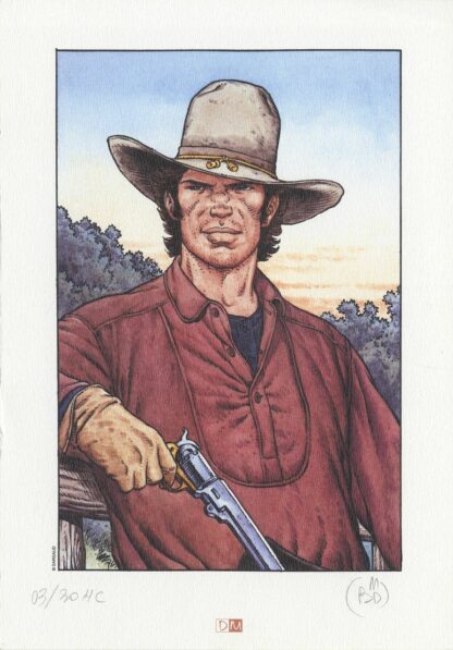 Blanc-Dumont, Ex-libris offset signé, Blueberry au pistolet