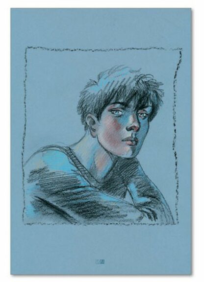 Portrait de Louise sur fond bleu