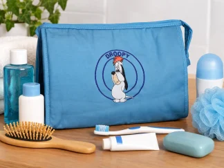 Trousse de toilette Droopy bleue en tissu brodé Tex Avery Citime 1996