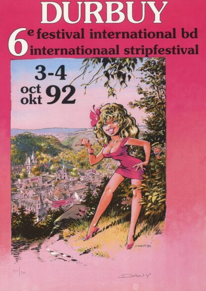 Dany, Affiche offset publicitaire signée, Durbuy 6ème festival bd, 1992