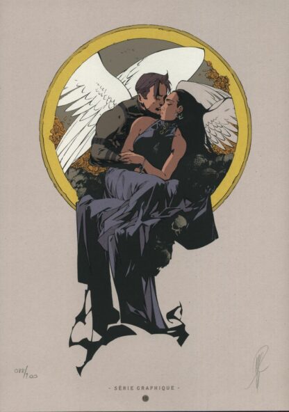 Varanda, La Geste des Chevaliers Dragons, Ex-libris en sérigraphie signé, Le baiser des anges