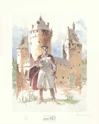 Hermann, Les Tours de Bois-Maury, Affiche offset et sérigraphie signée, Le château de Beersel