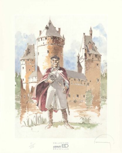 Hermann, Les Tours de Bois-Maury, Affiche offset et sérigraphie signée, Le château de Beersel