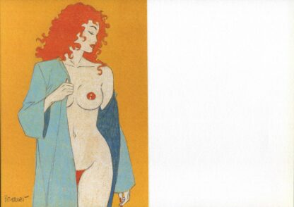 Berthet, Yann, Pin-up, Ex-libris offset, Carte de voeux, Rousse dénudée