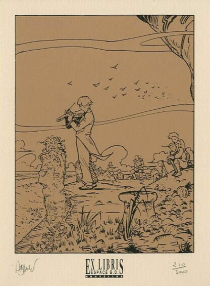 Adamov, Les eaux de Mortelune, Ex-libris sérigraphié signé, Violoniste