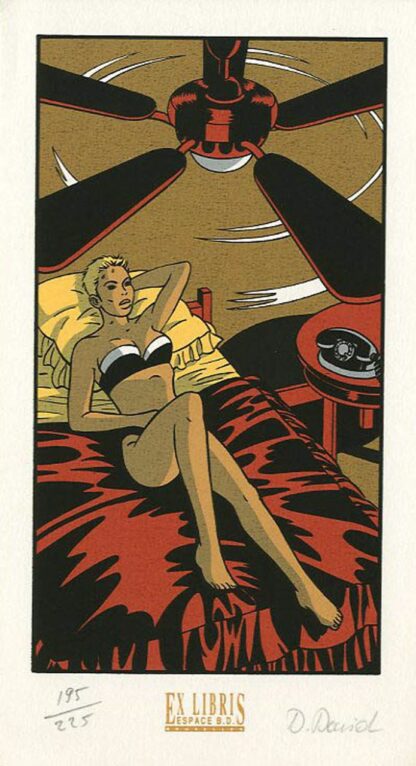 David, Lipstick, Ex-libris sérigraphié signé, Ventilateur