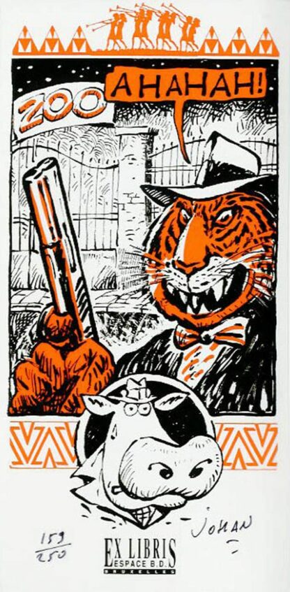 Johan De Moor, La Vache, Ex-libris sérigraphié signé, Le Zoo