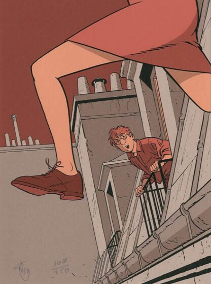 Dodier, Jérome K Bloche, Ex-libris sérigraphié signé, Saut dans le vide
