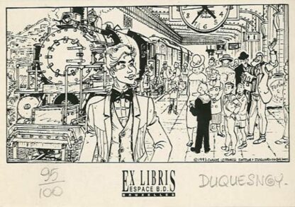 Duquesnoy, Edmund Bell, Ex-libris sérigraphié signé, La gare