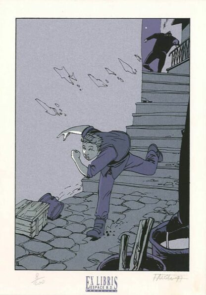 Falque, Le fond du Monde, Ex-libris sérigraphié signé, La course