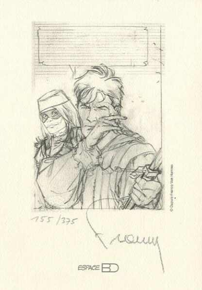 Ex-libris Largo Winch : A l'épee (crayonné) par Francq