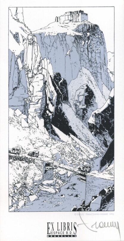 Francq : Largo Winch : Ex-libris sérigraphié signé : Route de montagne