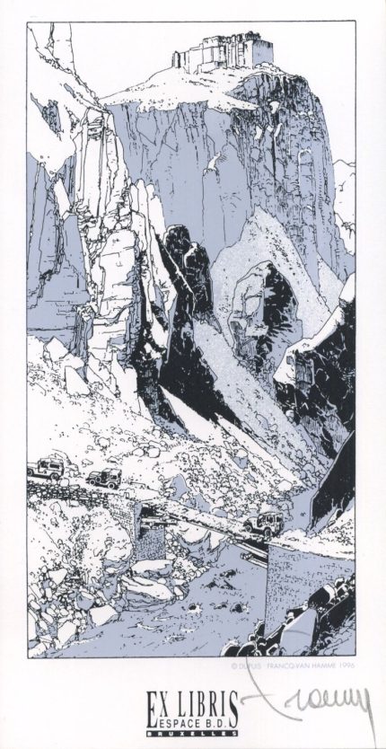 Francq : Largo Winch : Ex-libris sérigraphié signé : Route de montagne