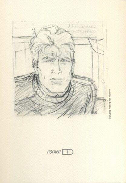 Francq, Largo Winch, Ex-libris offset (non signé), Portrait crayonné