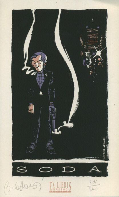 Soda De nuit Ex-libris sérigraphié signé par Gazzotti
