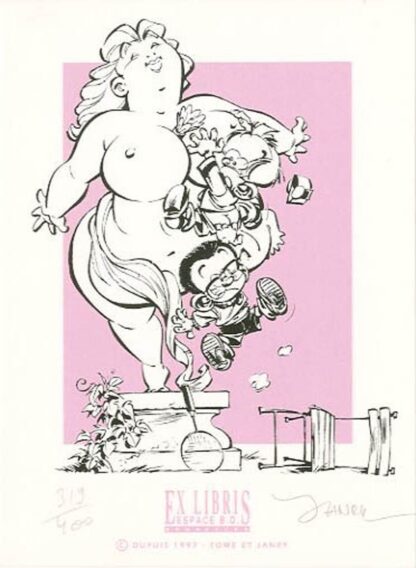 Le petit Spirou : Ex-libris sérigraphié signé, Fléchettes